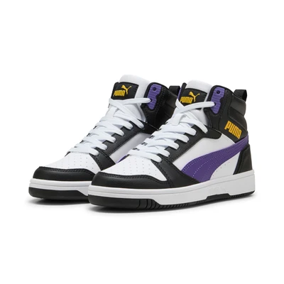 Abbildung von Puma Rebound V6 MID JR Sneaker high für Kinder, Größe: 35.5, White/team violet/black Schuhe