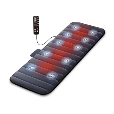 Abbildung von COMFIER Elektrische Massagematte mit Wärmefunktion zur Ganzkörpermassage, Vibrationsmassagematte 10 Motoren, 2 Therapieheizkissen, 5 Massage Modi und 3 Vibrationsstärken, Geschenk