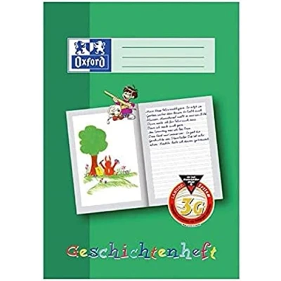 Abbildung von Oxford Geschichtenheft A4, Lineatur 3G (3. Klasse), 16 Blatt, grün, 10 Stück