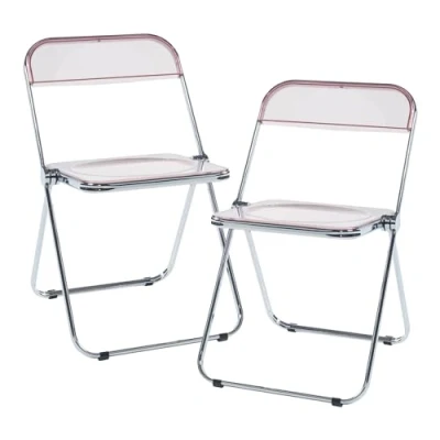 Abbildung von en.casa Klappstuhl (2 St), »Pornainen« Transparent Stuhl im 2er Set 74x46x47cm Rosa