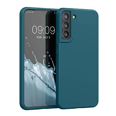 Abbildung von kwmobile Hülle kompatibel mit Samsung Galaxy S22 Plus Silikon Handy Case Handyhülle weiche Oberfläche kabelloses Laden Petrol matt