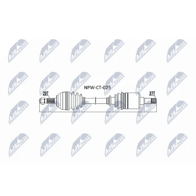 Abbildung von NTY NPW CT 025 Antriebswelle Vorderachse links, 676 Schaltgetriebe, Schaltgetriebe 6 Gang PEUGEOT: Expert II Kastenwagen, 407 SW