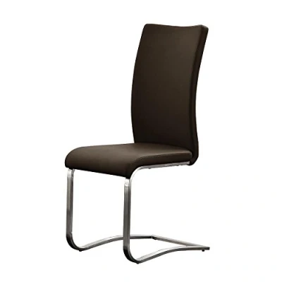 Abbildung von Robas Lund Esszimmerstuhl 2 er Set Braun, Stuhl belastbar bis 130 kg, mit Kunstlederbezug, Gestell Edelstahl