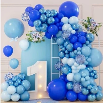 Abbildung von Luftballon Girlande Blau 111 Stück Luftballons Geburtstagsdeko mit Konfetti Ballon, Ballonbogen für Geburtstag Deko, Party Hochzeit, Baby Shower, Babyparty, Heiratsantrag