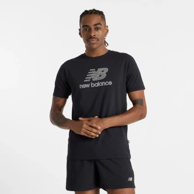 Abbildung von New Balance Heathertech LOGO Sport Tshirt black, Herren, Größe: Large, Black