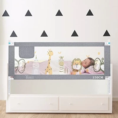 Abbildung von Sentasi Rausfallschutz Kinderbett 150CM, Bett Con Elevación Vertical, Baby Bettgitter Barandilla Regulable En Altura,Fallschutz (Nur1 Seite)
