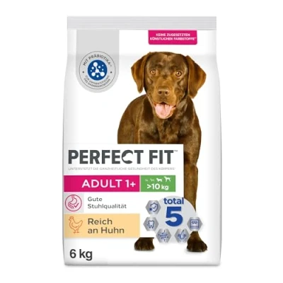 Abbildung von Perfect Fit Adult 1+ Trockenfutter für mittelgroße und große Hunde (&gt;10 kg), 6kg (1 Beutel) Premium Hundefutter trocken reich an Huhn