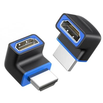 Abbildung von Cable Matters 2er Pack 270 Grad 8K HDMI Winkelstecker Adapter (8K Winkel, Grad, Stecker, 90 Adapter) mit 8K@60Hz und 4K@120Hz Unterstützung in Schwarz