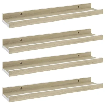 Abbildung von vidaXL Regal Wandregale 4 Stk. Weiß und Sonoma Eiche 40x9x3 cm, tlg.