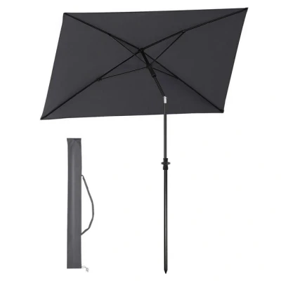 Abbildung von Sekey Sonnenschirm 210 x 140 cm Balkonschirm Rechteckig mit Schutzhülle, Gartenschirm Sonnenschutz UV50+, Höhenverstellbar Terrassenschirm