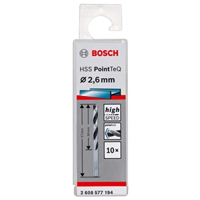 Abbildung von Bosch Professional 10 Stück HSS Spiralbohrer PointTeQ (für Metall, 2,6 x 30 57 mm, Zubehör Bohrschrauber)