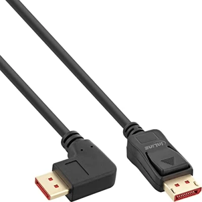 Abbildung von InLine® DisplayPort 1.4 Kabel, 8K4K, rechts gewinkelt, schwarz/gold, 5m