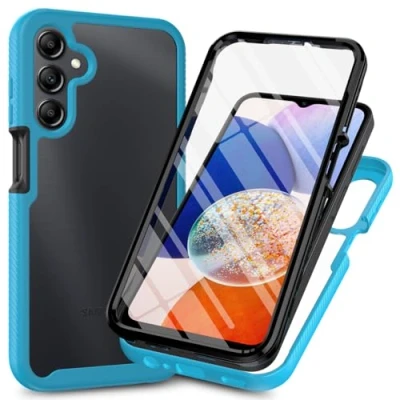 Abbildung von XINNI Hülle für Samsung Galaxy A05S, 360 Grad Stoßfeste Schutzhülle mit Integriertem Bildschirmschutz, Robuster Bumper Outdoor Full Body Case, Hellblau