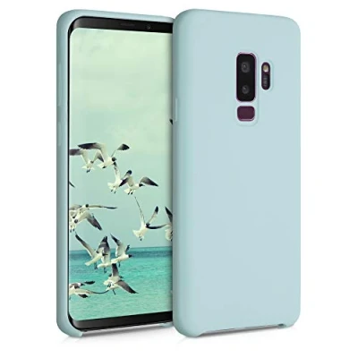 Abbildung von kwmobile Hülle kompatibel mit Samsung Galaxy S9 Plus Silikon Handy Case Handyhülle weiche Oberfläche kabelloses Laden Cool Mint