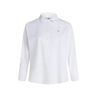 Abbildung von Tommy Hilfiger Curve Essential Regular Shirt Hemdbluse, Damen, Größe: 50, Optic white