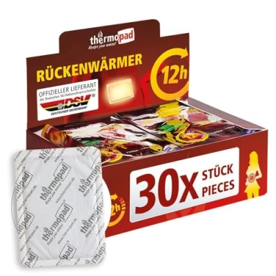 Abbildung von THERMOPAD Körperwärmer Rückenwärmer, 30 Stück, 12h Wärme, luftaktiviert, sofort einsetzbar, selbstklebend, natürliche und unbedenkliche Inhaltsstoffe, auch geeignet als Nackenwärmer, Schulterwärmer oder Nierenwärmer