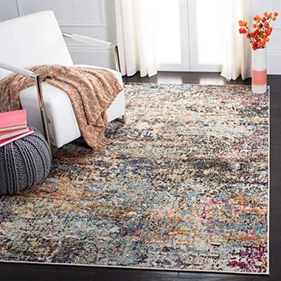 Abbildung von SAFAVIEH Zeitgenössische Teppich für Wohnzimmer, Esszimmer, Schlafzimmer Madison Collection, Kurzer Flor, Schwarz und Gold, 183 X 274 cm