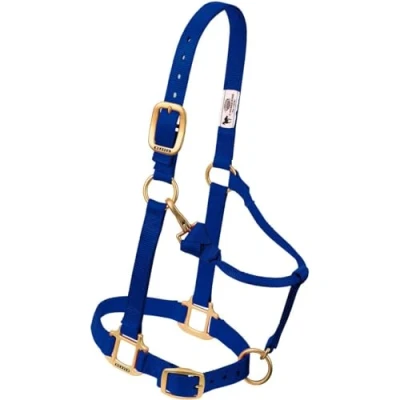 Abbildung von Weaver Leather Original Verstellbares Pferdehalfter, Nylon, mittelgroßes Pferd, Marineblau