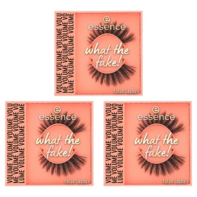 Abbildung von essence what the FAKE! false lashes, künstliche Wimpern, Nr. 01, Transparent, Falsche Wimpern Effekt, vegan, ohne Mikroplastikpartikel, Nanopartikel frei, Parfüm, 3er Pack (3x1g)