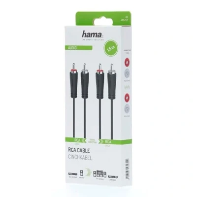 Abbildung von Hama Kabel 2x Cinch (RCA, Stereo, Kabel, Audio, 2xRCA, 1,52m) schwarz