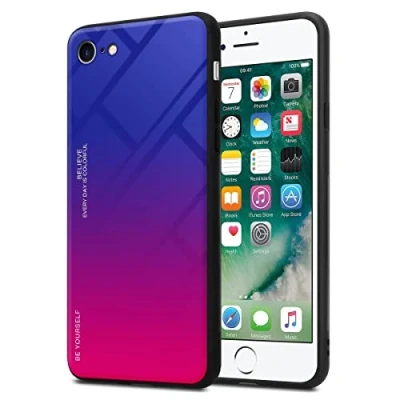 Abbildung von Cadorabo Hülle kompatibel mit Apple iPhone 7 / 7S 8 SE 2020 Schutzhülle TPU Silikon Case Glas Slim Kratzfest Weiche Gummi Rundumschutz für in Schwarz