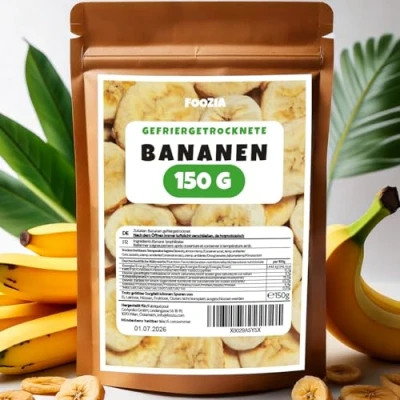 Abbildung von Bananen gefriergetrocknet 150g Scheiben, Gefriergetrocknete Früchte Ohne Zusätze Pur 100% Natürliche Trockenfrüchte Getrocknete Trockenobst von Foozia