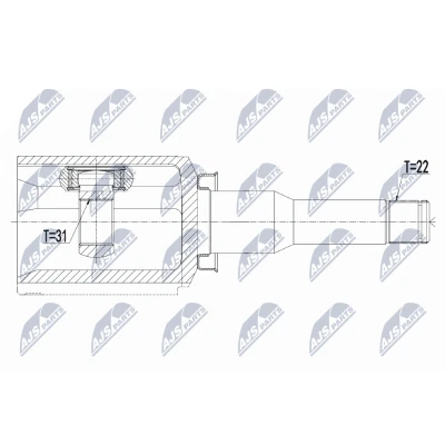 Abbildung von NTY NPW DW 030 Gelenksatz Vorderachse links, getriebeseitig CHEVROLET: Cruze Kombi
