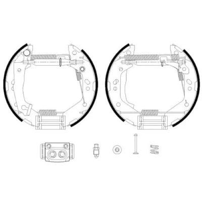 Abbildung von HELLA 8DB 355 038 161 Bremsbacken 180 35 mit Radbremszylinder, Stellelement HYUNDAI: ACCENT 2