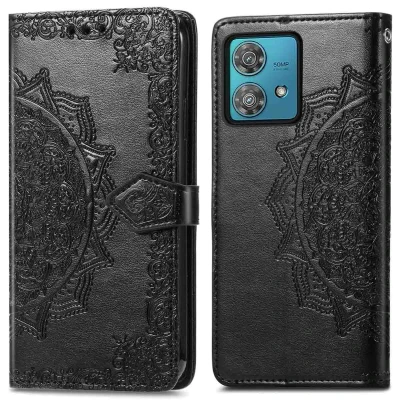 Abbildung von Motorola Moto G84 Hülle Kunstleder iMoshion Klapphülle Handyhülle Schwarz