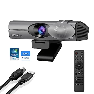 Abbildung von NexiGo Iris, 4K KI Webcam mit 1/1,8&quot; Sony_Sensor, Onboard Flash Speicher, HDR, Pip, DSLR Style Steuerung, Auto Framing/Tracking Flexiblem FOV, Noise Cancelling Mics, für Zoom/Teams/OBS und Mehr