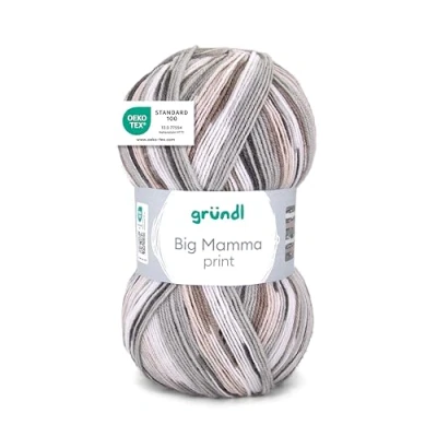 Abbildung von Gründl Wolle 400g Big Mamma Print Großknäuel Strickgarn Häkelwolle, 1040,00 m (Wolle zum Stricken und Häkeln, Strickwolle Handarbeitsgarn, Handstrickgarn), ohne Schurwolle