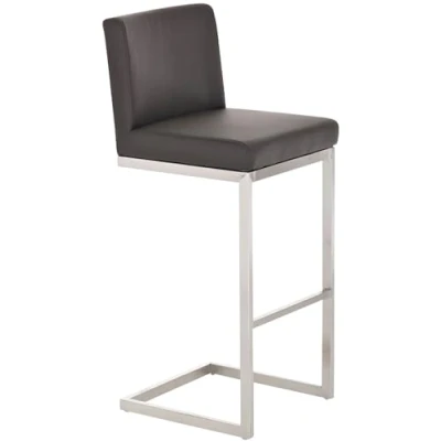 Abbildung von CLP Barhocker Paros I Freischwinger Barstuhl Kunstleder Bezug Edelstahl Gestell, Farbe:braun