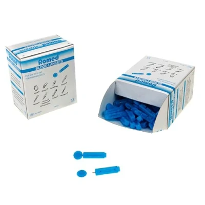 Abbildung von 100 Blutlanzetten Tri bevel Blau Lanzetten steril