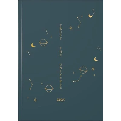 Abbildung von rido/idé Buchkalender Young Line (2025) „Universe“, 2 Seiten = 1 Woche, A5, 160 Seiten, Grafik Einband, dunkelblau