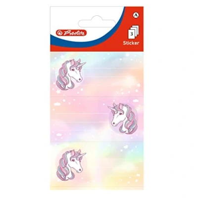 Abbildung von herlitz 50034260 selbstklebende Buchetiketten, Motiv: Einhorn, 3 Bogen à Stück