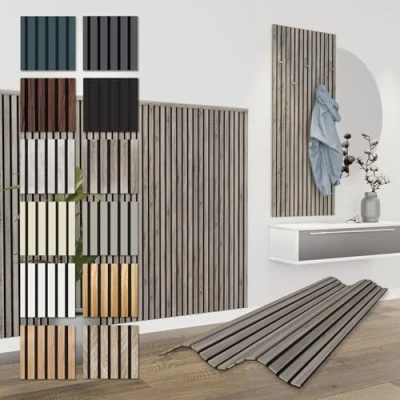 Abbildung von Hexim Wanddekoobjekt APH07 (Akustikpaneele 138,5x60cm flexible Lamellenwand Holz MDF Wandpaneele Lamellenverkleidung Wandverkleidung Innendekoration schalldämmend (1 Paneel / 0,83 m² Vintage Oak APH07)