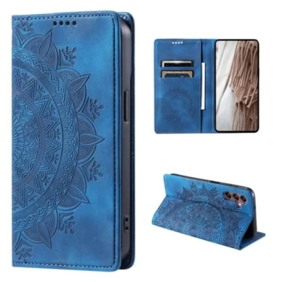 Abbildung von CoverKingz Handyhülle für Samsung Galaxy A55 5G Handytasche mit Kartenfach Klapphülle Cover Handy Hülle klappbar Motiv Mandala Blau