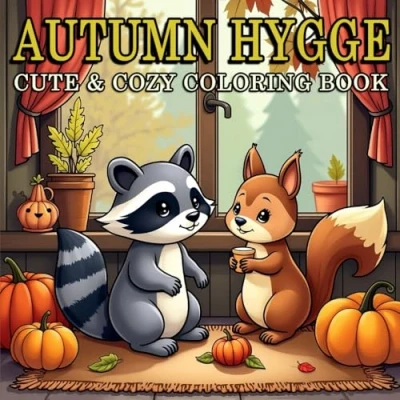 Abbildung von Autumn Hygge: Cute and Cozy Coloring Book for Adults &amp; Teens Featuring 50 Beautiful Scenes with Adorable Animals