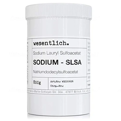 Abbildung von Sodium SLSA Tensid (Sodium Lauryl Sulfoacetate) 800g in wiederverschließbarer Schraubverschlussdose von wesentlich.