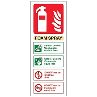 Abbildung von vsafety 11003 Hammer/Schlägel ac s Feuerlöscher Schild, Schaumstoff Spray ID nicht, selbstklebend, Portrait, 75 mm x 200 mm, beige/schwarz/grün/rot