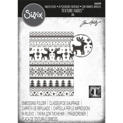 Abbildung von Sizzix Prägemappe Holiday Knit mit mehrstufiger Textur Fades von Tim Holtz 666340 Scrapbooking, Kartenherstellung, Journaling, Stricken, One Size