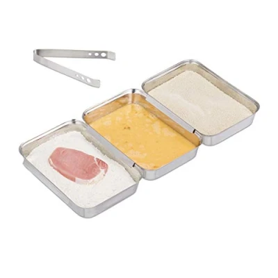 Abbildung von relaxdays Panierschale Panierstraße Edelstahl, (4er Set, 4 tlg), 4er Pack