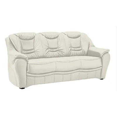 Abbildung von Cavadore 3 Sitzer Bansa mit Federkern / Polstercouch in Leder 198 x 94 95 Echtleder Weiß