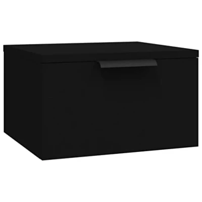 Abbildung von vidaXL Wand Nachttisch, Nachtkommode Nachtschrank Hängend, Wandboard Wandregal mit Schublade, Schwebend Nachtkonsole für Schlafzimmer, Schwarz