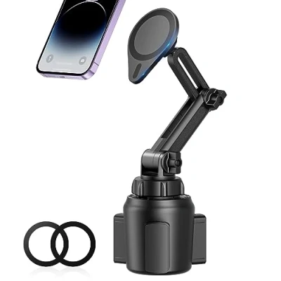 Abbildung von SUPERONE Becherhalter Handyhalterung für Auto, einfache Klemme, Holzmaserung, Getränkehalter KFZ Halterung kompatibel mit iPhone 12, SE, 11, 11 Pro, Pro Max, XS XS, XR, S20+, S20 und mehr