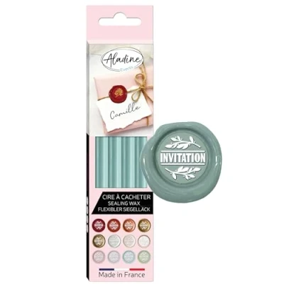 Abbildung von Aladine 4 Wachsstifte, Eukalyptus Wachssiegel für Wachspistole Farbe Grün Ideal Hochzeit Taufe Geburt Briefe Menüs &amp; Geschenke 72424