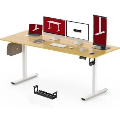 Abbildung von SANODESK Höhenverstellbarer Schreibtisch 200 x 80 cm Höhenverstellbar Elektrisch Ergonomischer Steh Sitz Tisch Computertisch für Heimbüro Homeoffice(ahorn)