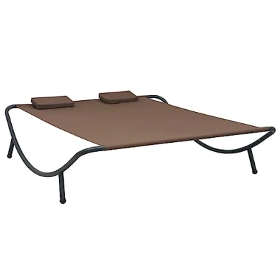 Abbildung von vidaXL Outdoor Loungebett mit 2 Kissen für Personen Doppelliege Gartenliege Relaxliege Sonnenliege Liege Gartenmöbel Stoff Braun