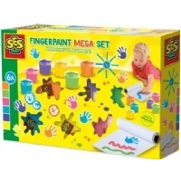 Abbildung von SES Creative 00393 Fingerfarben Mega Set 6 Farben x 110ml Inklusive 2 Meter Langer Papierrolle Für Kinder Ab Jahren