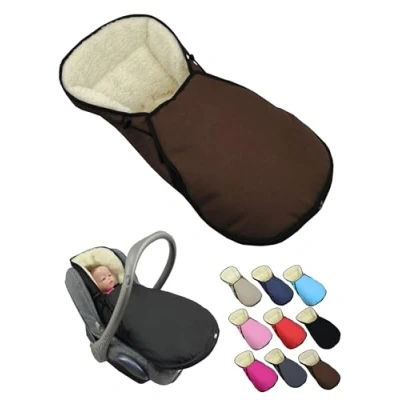 Abbildung von Fußsack für Babyschale [Winterfußsack] Kinderautositz kompatibel mit Maxi Cosi Babyschalen Gruppe 0+ Lammwolle Sitzauflage verstellbar (braun)